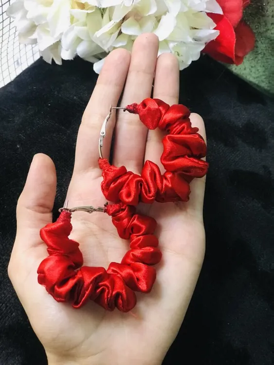 Silk Scrunchies Hoop Earrings